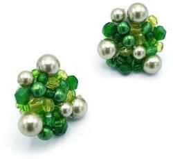 Zia Fashion Cercei rotunzi verde smarald cu perle, Zia Fashion, Little Green Drops