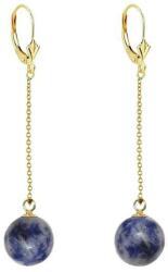 Cadouri si Perle Cercei Lungi din Aur Galben de 14 karate si Pietre Semipretioase Naturale de Jasp Albastru de 10 mm