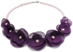Zia Fashion Colier statement cu flori mov, perle, Lovely Purple, Zia Fashion