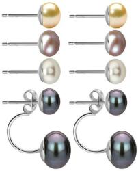 Kaskadda Cercei Double Argint si Perle Naturale, Model 8 in 1, cu Perla de Baza de Culoare Neagra, de 9-10 mm