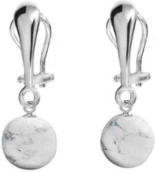 Cadouri si Perle Cercei Argint, Tip Clipsuri, cu Pietre Semipretioase Naturale de Howlit de 10 mm