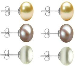 Cadouri si Perle Set Cercei Aur Alb cu Perle Naturale Crem, Lavanda si Albe de 10 mm - Cadouri si Perle