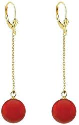 Cadouri si Perle Cercei Lungi din Aur Galben de 14 karate si Pietre Semipretioase Naturale de Carneol de 10 mm