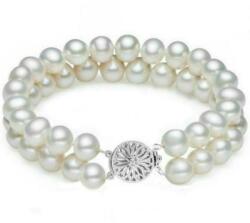 Cadouri si Perle Bratara Dubla Aur Alb si Perle Naturale Albe Premium de 7-8 mm - Cadouri si perle