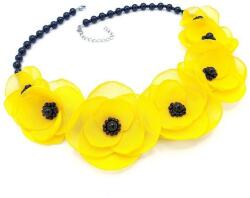 Zia Fashion Colier elegant cu flori, culoarea galben, perle, Yellow Candy, Zia Fashion