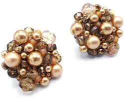 Zia Fashion Cercei aurii rotunzi eleganti cu perle, Gold Drops, Zia Fashion