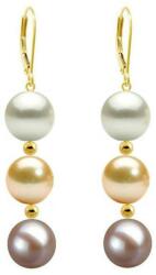 Cadouri si Perle Cercei Tripli Aur de 14 karate si Perle Naturale Premium - Cadouri si perle