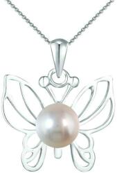 Cadouri si Perle Colier Argint cu Pandantiv Argint Fluture cu Perla Naturala Alba de 7-8 mm