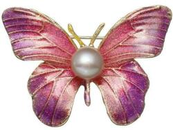Cadouri si Perle Brosa Pandantiv Fluture Mov cu Perla Naturala Lavanda de 8 mm - Cadouri si perle