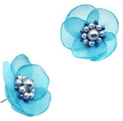 Zia Fashion Cercei mici eleganti floare albastru turcoaz, handmade, Zia Fashion, Aris