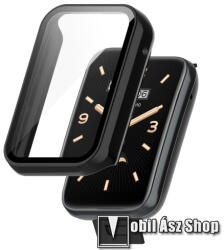 Okosóra műanyag védő tok / keret - FEKETE - 9H edzett üveg előlap védő is! - Xiaomi Mi Band 7 Pro