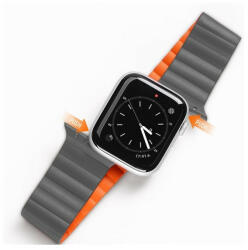 Apple Watch 1-6, SE (38 / 40 mm) / Watch 7 (41 mm), szilikon pótszíj, mágneses zár, Dux Ducis Chain, szürke/narancssárga - tok-shop