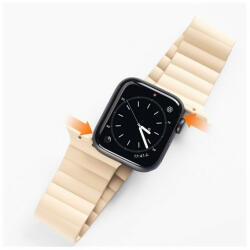 Apple Watch 1-6, SE (42 / 44 mm) / Watch 7 (45 mm), szilikon pótszíj, mágneses zár, Dux Ducis Chain, beige - tok-shop