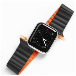 Apple Watch Ultra (49 mm), szilikon pótszíj, mágneses zár, Dux Ducis Chain, fekete/narancssárga - tok-shop
