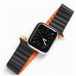 Apple Watch 1-6, SE (38 / 40 mm) / Watch 7 (41 mm), szilikon pótszíj, mágneses zár, Dux Ducis Chain, fekete/narancssárga - tok-shop