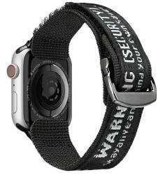Apple Watch 1-6, SE (42 / 44 mm) / Watch 7-8 (45 mm) / Watch Ultra (49 mm), textíl pótszíj, tépőzáras, állítható, légáteresztő, feliratos, Dux Ducis Outdoor, fekete/szürke - tok-shop