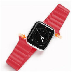 Apple Watch 1-6, SE (42 / 44 mm) / Watch 7 (45 mm), szilikon pótszíj, mágneses zár, Dux Ducis Chain, piros - tok-shop
