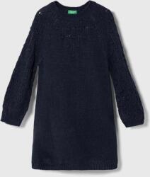 United Colors of Benetton gyerek ruha gyapjúkeverékből sötétkék, mini, egyenes - sötétkék 98