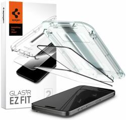Spigen Set 2 folii sticla cu sistem de montare Spigen GLAStR EZ FIT compatibil cu iPhone 15 Pro Black (AGL06893)