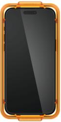 Spigen Set 2 folii sticla cu sistem de montare Case friendly Spigen ALM Glass FC compatibila cu iPhone 15 Pro Max Black (AGL06875)