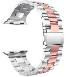 Apple Watch 4/5/6/7/8/9/SE (38/40/41mm) TRPH fém óraszíj ezüst-rózsaszín színű