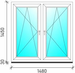150×150 Tokosztott nyb/nyb műanyag ablak (1974)