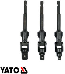 TOYA YT-04641 csuklós dugókulcs adapter készlet 1/4" hex >>> 1/4"-3/8"-1/2" négyzet , CrV (L=125 mm) (YT-04641)