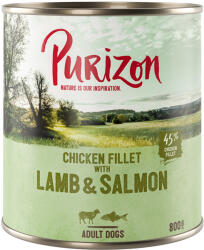 Purizon Purizon 5 + 1 gratis! 6 x 400/800 g Hrană umedă câini - Miel & somon cu cartofi și pere (6 800 g)