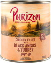 Purizon Purizon 5 + 1 gratis! 6 x 400/800 g Hrană umedă câini - Black Angus & curcan cu cartofi dulci și merișoare (6 800 g)