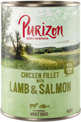 Purizon Purizon 5 + 1 gratis! 6 x 400/800 g Hrană umedă câini - Miel & somon cu cartofi și pere (6 400 g)