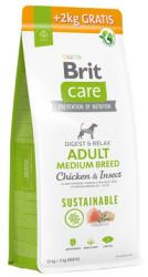 Brit Care Sustainable Adult Medium Breed csirkével és rovarokkal 12+2 kg