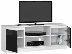 AKORD TV szekrény 140 cm 2D 1P | Fehér - Fekete Akril (OP0LRTV140POLCZARN)