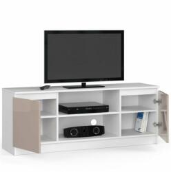 AKORD TV szekrény 140 cm | Fehér - Cappuccino Akril (OP0LRTVPOLCAPU)