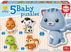 Educa Puzzle pentru bebelus Educa 5 in 1 - Baby Animals (EDU13473) Puzzle