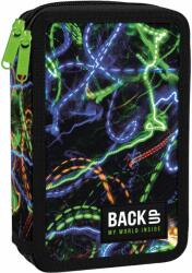 BackUP Penar școlar cu rechizite BackUp DW - Neon, 2 fermoare (93410) Penar
