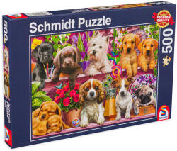 Schmidt Spiele Puzzle Schmidt din 500 de piese - Puppies on The Shelf (58973)