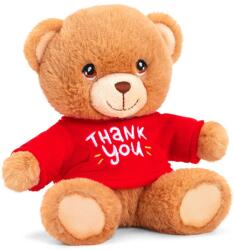 Keel Toys Keeleco - Ursuleț de pluș cu tricou roșu Thank you, 15 cm (SE1099)