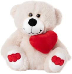 Amek Toys Jucărie de pluș Amek Toys - Ursuleț de pluș alb cu inimă roșie, 19 cm (030109-1)