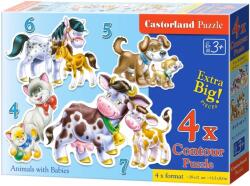 Castorland Puzzle Castorland 4 în 1 - Animale cu puii lor (B-04218-2)