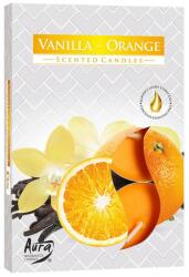 BISPOL Lumânări parfumate cu lumină de ceai Bispol Aura - Vanilie și portocală, 6 bucăți (p15-37)