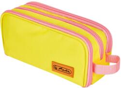 Herlitz Penar școlar Herlitz - Galben neon/roz deschis, 3 fermoare (50043743) Penar