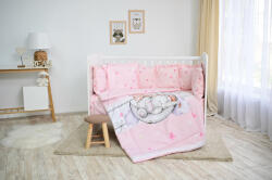 Lorelli Set de lenjerie de pat din 5 piese Lorelli - Cu balustrade, fluturi, roz (20800085801) Lenjerii de pat bebelusi‎, patura bebelusi