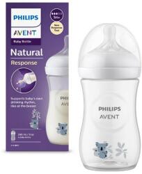 Philips Biberon Philips Avent - Natural Response 3.0, cu tetină 1m+, 260 ml, Koala (SCY903/67)