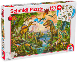 Schmidt Spiele Puzzle Schmidt din 150 de piese - Dinozauri, cu tatuaje (56332)