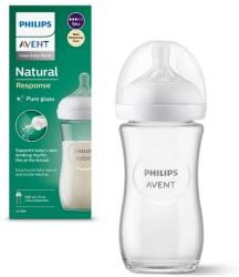 Philips Biberon de sticlă Philips Avent - Natural Response 3.0, cu tetină 1m+, 240 ml (SCY933/01)