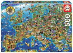 Educa Puzzle Educa din 500 de piese - O harta neobisnuita a Europei (EDU17962) Puzzle