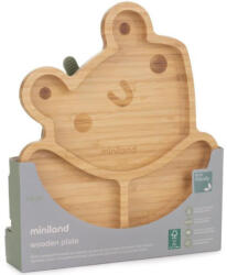 Miniland Farfurie din lemn cu vid Miniland - Eco Friendly, Frog (89472) Set pentru masa bebelusi