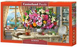 Castorland Puzzle panoramic Castorland din 4000 de piese - Flori de vara si pahar cu ceai (C-400263-2)