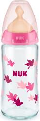 Nuk Biberon din sticla cu tetina din cauciuc Nuk - First Choice, TC, 240 ml, roz (10745122)