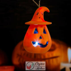  Halloween-i LED lámpa: felakasztható - narancs / fekete - elemes
